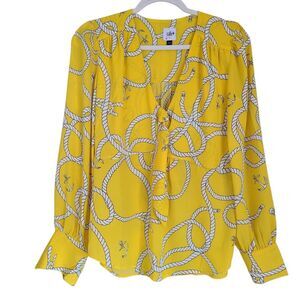 cabi reef knot blouse yellow nautical anchor rope tie front size s